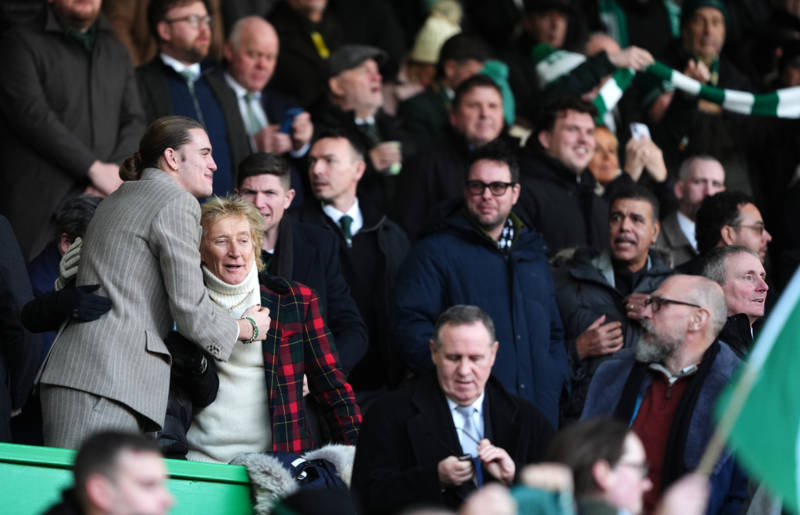 Massive music star spotted sitting alongside Rod Stewart at Celtic Park for Rangers clash