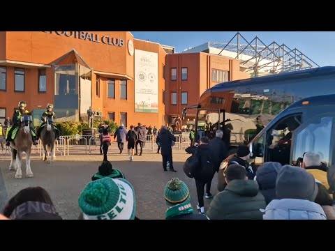 MENTAL SCENES Rangers & Celtic Team Buses Arrive At Celtic Park