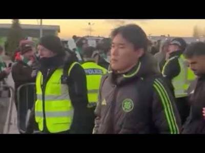 Celtic players leaving the ground Celtic players leaving the ground