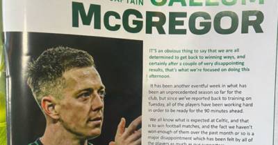 Callum McGregor’s Celtic programme notes scrubs Wilfried Nancy from history as skipper airs true feelings after debacle Callum McGregor’s Celtic programme notes scrubs Wilfried Nancy from history as skipper airs true feelings after debacle