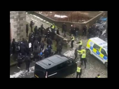 Aberdeen & Rangers Fans Pavement Dancing With The Polis