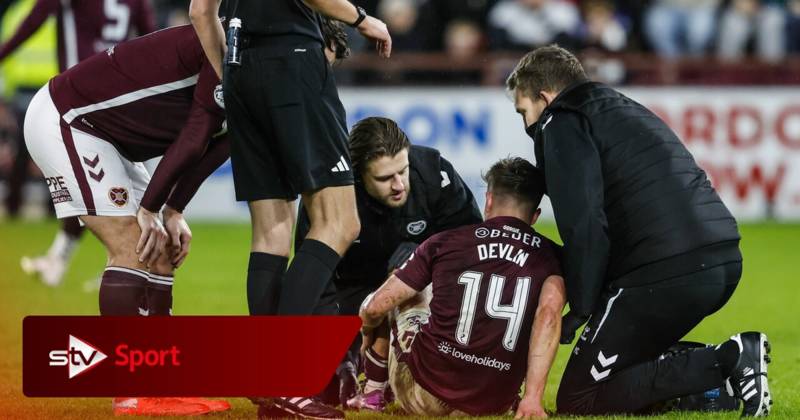 Hearts midfielder Cammy Devlin to miss vital Celtic clash through ankle injury