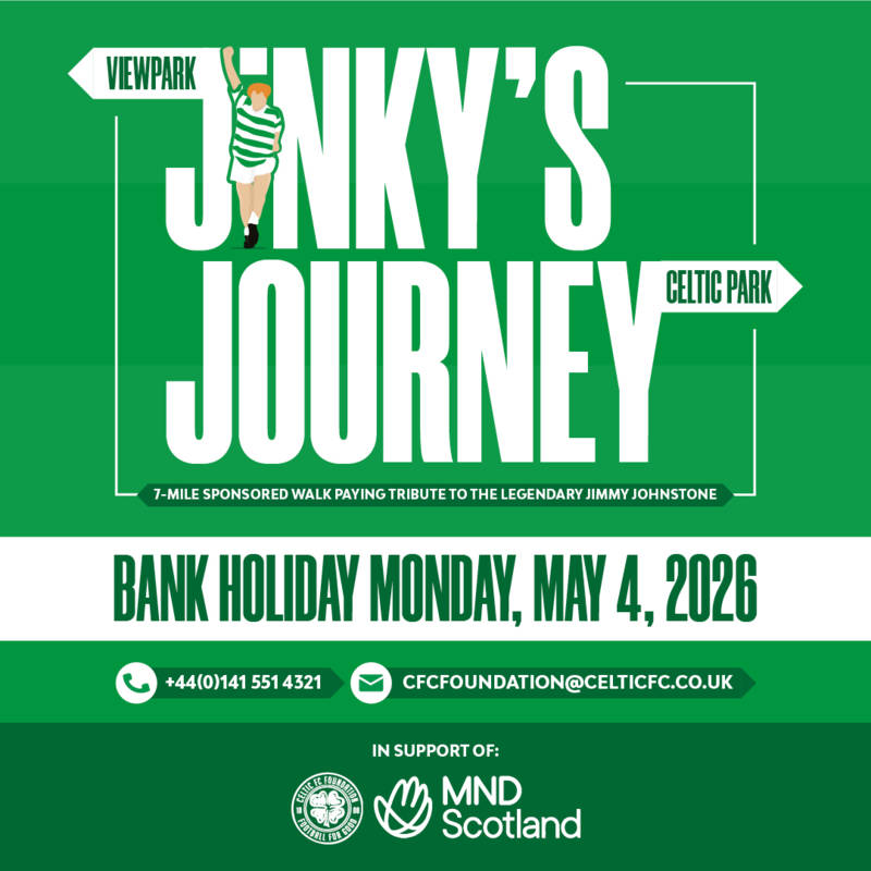 Join Jinky’s Journey and support Celtic FC Foundation and MND Scotland