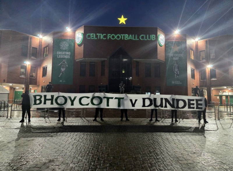 Green Brigade Display Boycott Banner Outside Celtic Park
