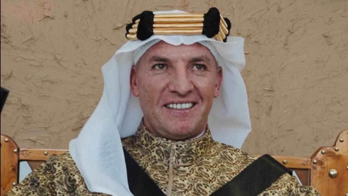 Ex-Liverpool and Celtic boss Brendan Rodgers transforms into ‘Sheikh Brendan’, posing in Saudi traditional dress and with a gun in promotional video so brazen it ‘looks like AI’