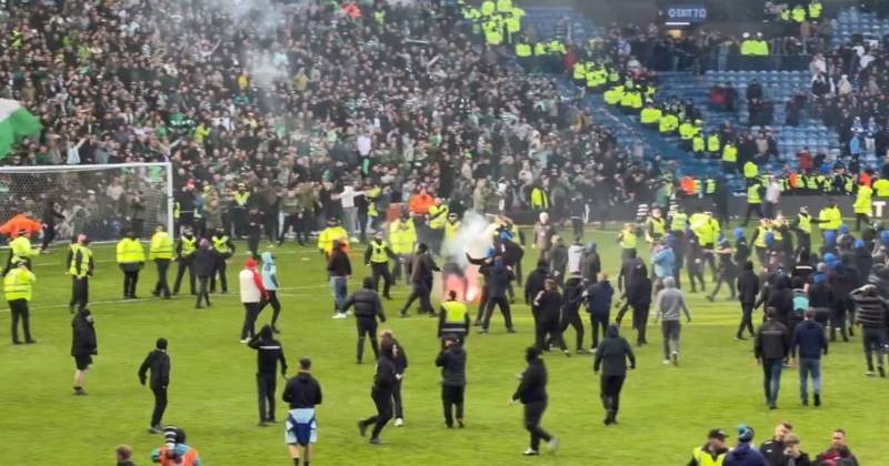 Rangers fans storm pitch as flares thrown after Celtic penalty shootout chaos