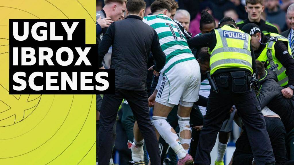Watch Rangers and Celtic fans invade pitch after cup tie