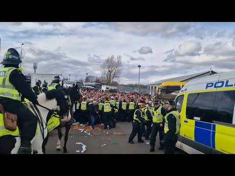 RIDICULOUS POLICE PRESENCE For Celtic Fans Entering Ibrox For Rangers Game