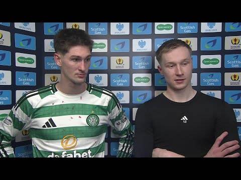Viljami Sinisalo and Tomáš Čvančara speak after Celtic’s shootout win against Rangers