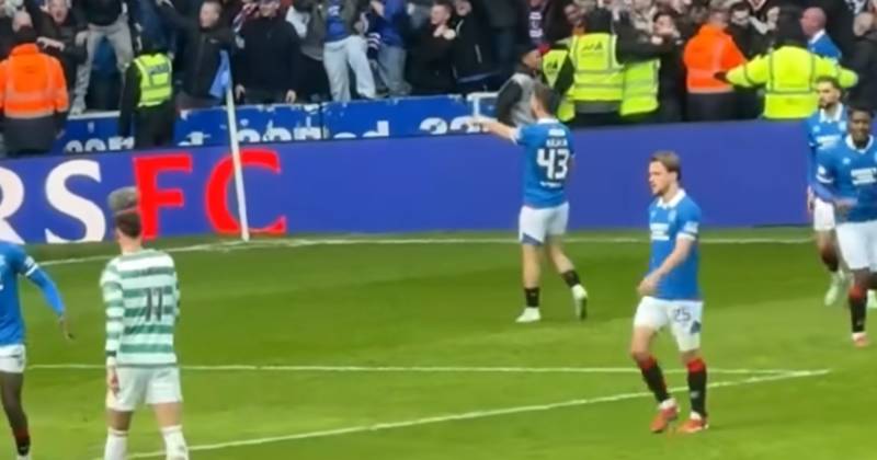 Unseen moment Nicolas Raskin goads Celtic fans before Rangers goal is disallowed