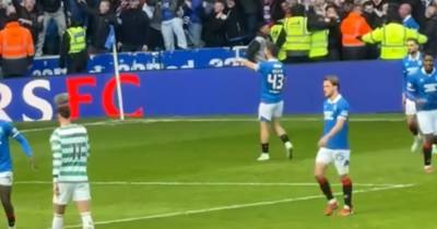 Unseen moment Nicolas Raskin goads Celtic fans before Rangers goal is disallowed