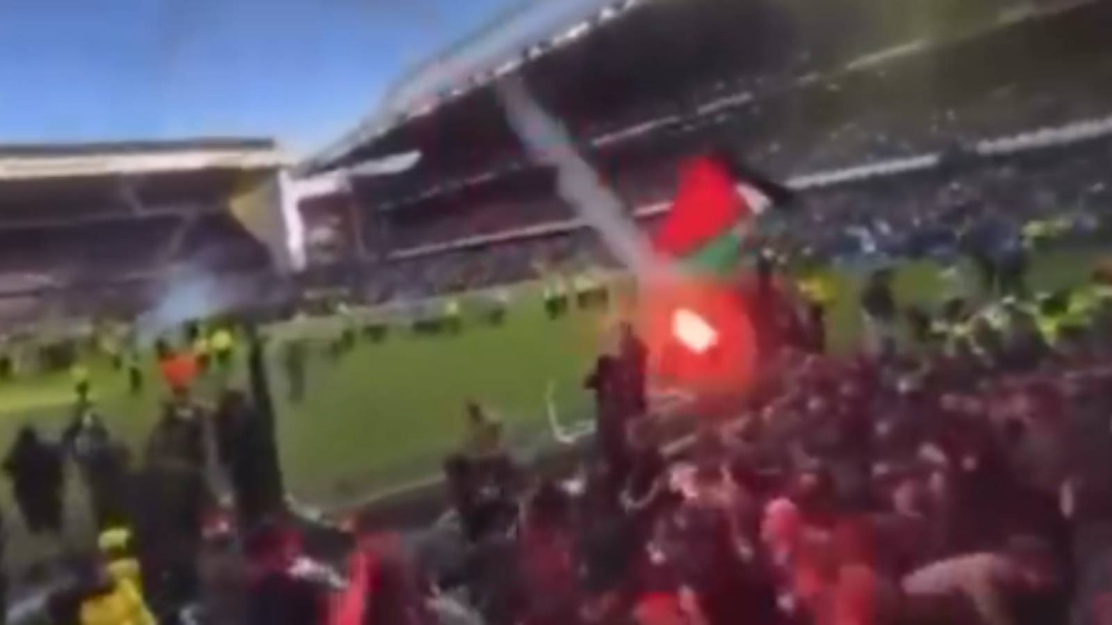 Watch terrifying moment lobbed flare sends Celtic fans scrambling
