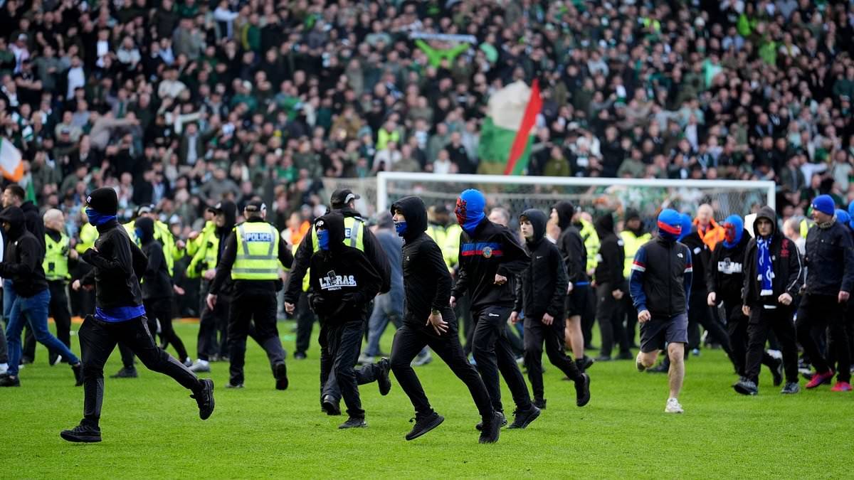 Rangers FINALLY break silence over ‘shameful’ O** F*** violence: Club condemns ‘unacceptable’ scenes after fans confronted Celtic supporters who had invaded the pitch