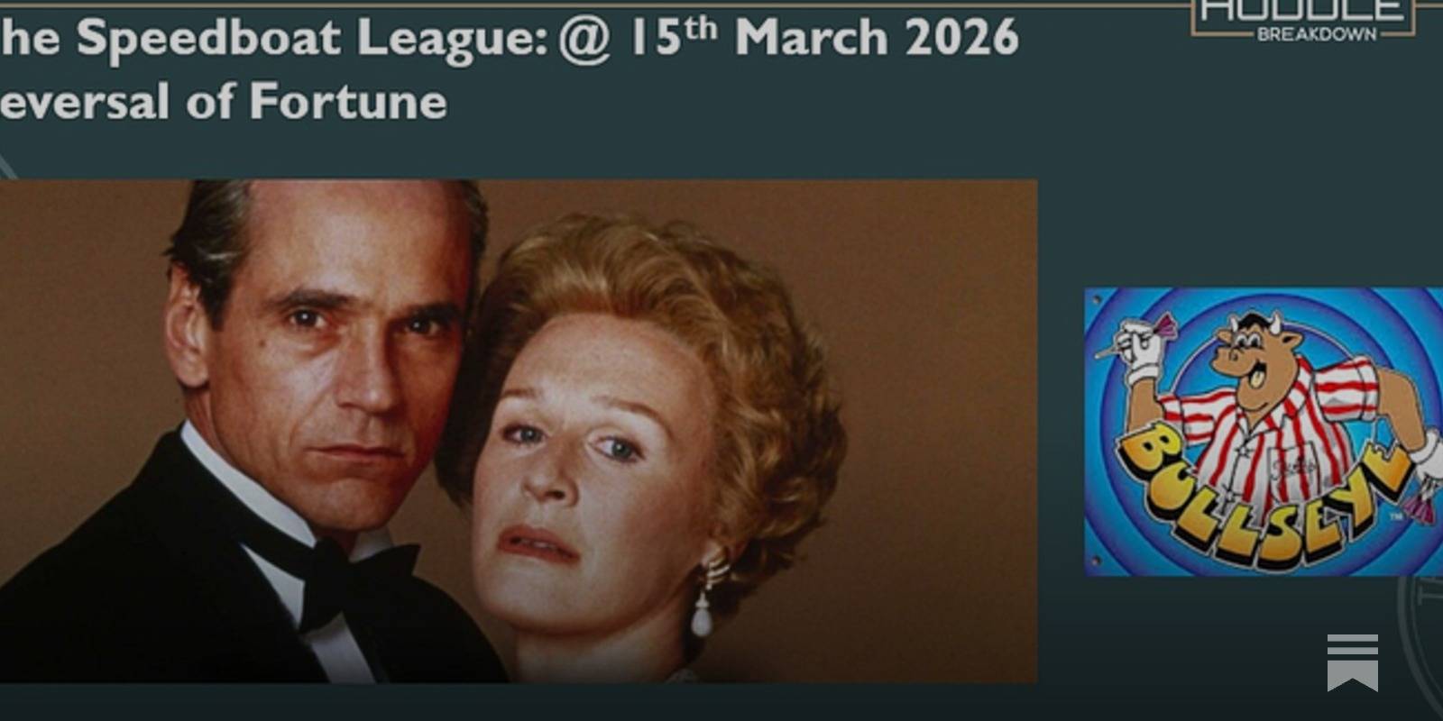 Reversal of Fortune: Speedboat Leagues to 15th March 2026