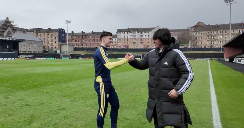 Kieran Tierney in Celtic reunion with Shunsuke Nakamura as he Scotland star names where famous gift is now