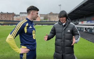 Watch Celtic cult hero Shunsuke Nakamura reunite with Kieran Tierney &ndash; two decades on from gifting Scotland star his boots