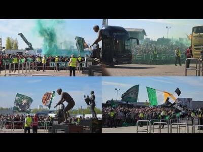 PURE SCENES Celtic Fans & Ultras Welcome Team Bus Arriving For Falkirk Game