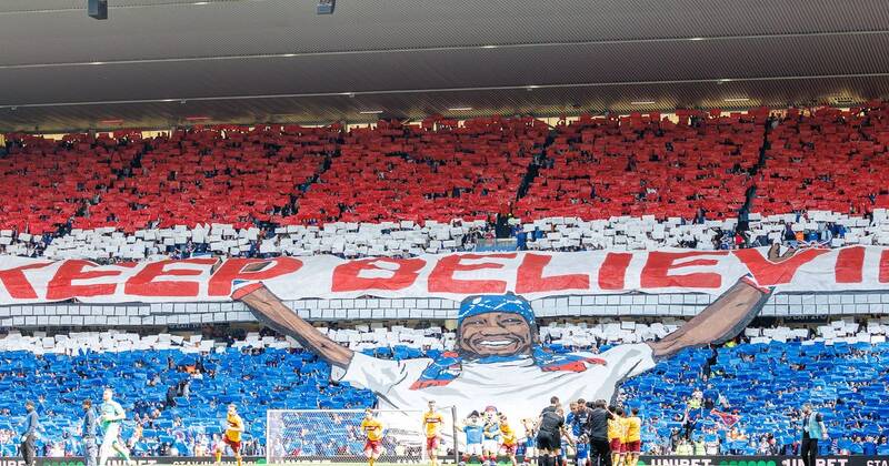 Rangers title hero reduced to tears as epic tifo with iconic battle cry needed more than ever