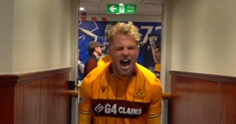 Stephen Welsh roars in celebration as Motherwell help Celtic with Rangers win