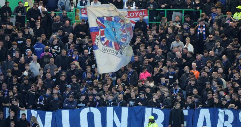 Defiant Rangers supporters unfurl Union Bears banner at Celtic Park
