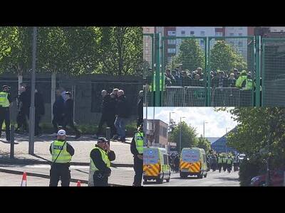 Rangers Fans POLICE Escort Into Celtic Park & Green Brigade On Gallowgate | Celtic vs Rangers