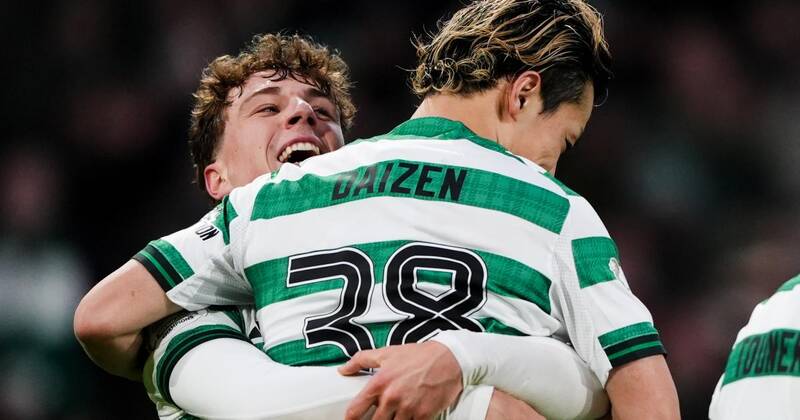 Arne Engels unseen Celtic celebration at Daizen Maeda stunner vs Rangers