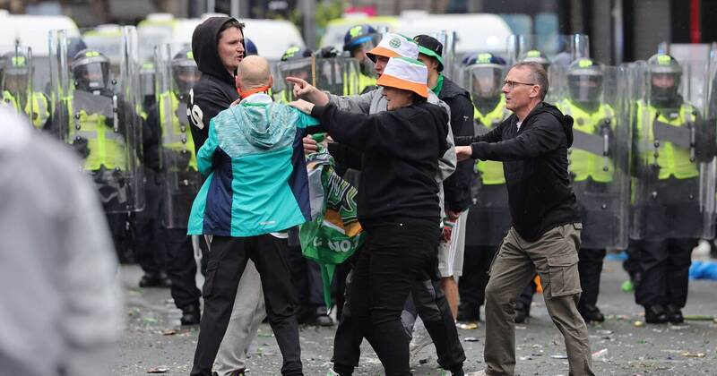 Police responding to medical emergency pelted with bottles by rowdy Celtic fans
