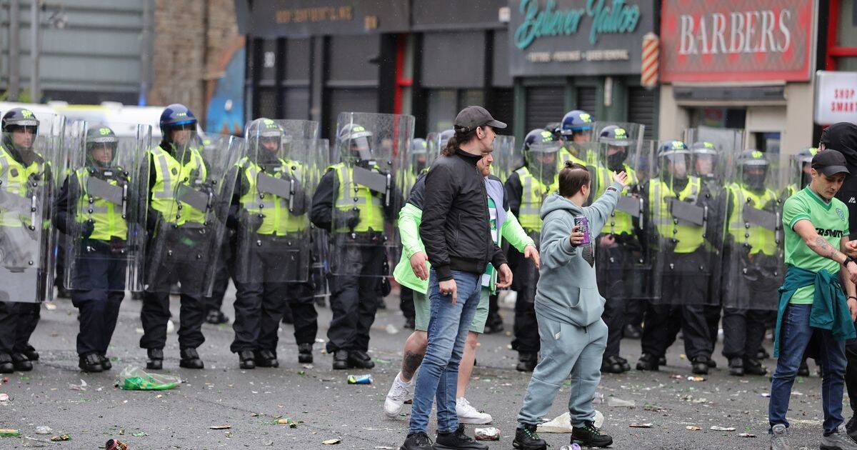 Celtic fans pelt cops with ‘bottles and missiles’ during Trongate party