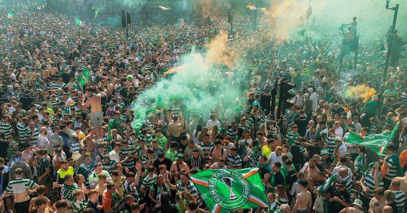 Police close off Glasgow Trongate in anticipation of Celtic fan celebrations