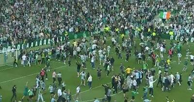 Celtic fans invade Parkhead pitch after Scottish Premiership title win over Hearts