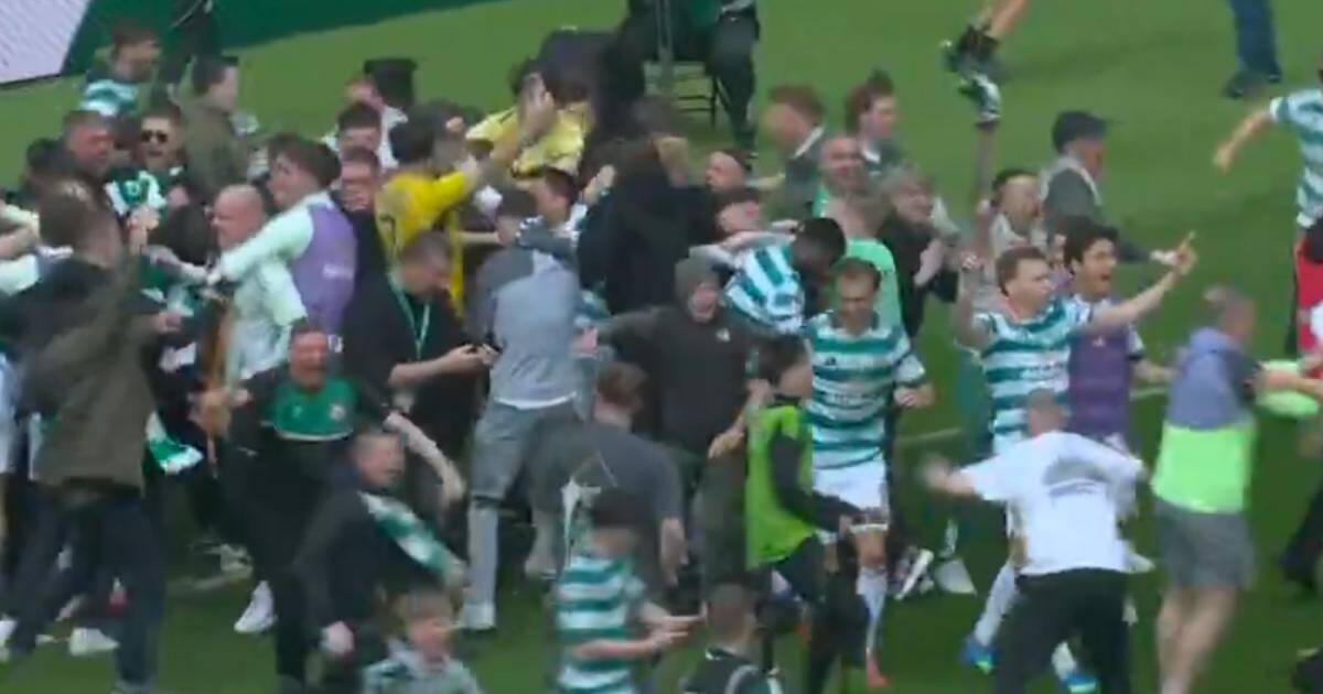 Celtic & Hearts players led off field after wild pitch invasion as stewards step in
