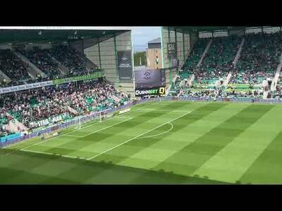 Hibs fans celebrate Daizen Maeda’s goal vs Hearts