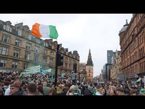 CELTIC FANS TAKEOVER Glasgow Celebrating A Last Day Title Win Over Hearts | Incredible Scenes