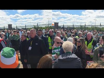 Tony Bloom, Perrie Edwards, Players & Ex Players Arrive At Celtic Park For Hearts Title Showdown