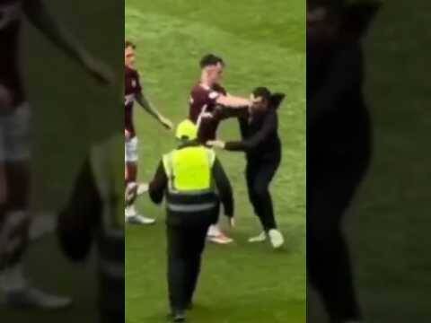 Hearts captain attacking Celtic fan