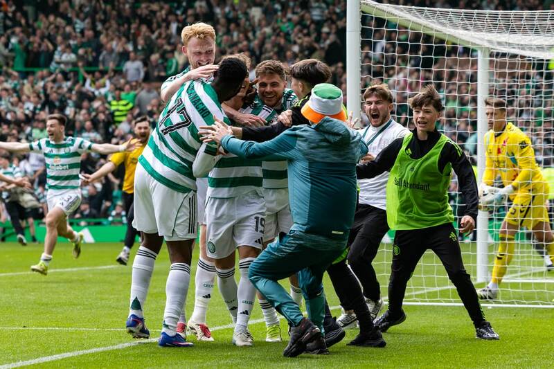 Celtic retain Scottish title with late goals sparking pitch invasion to leave Hearts devastated