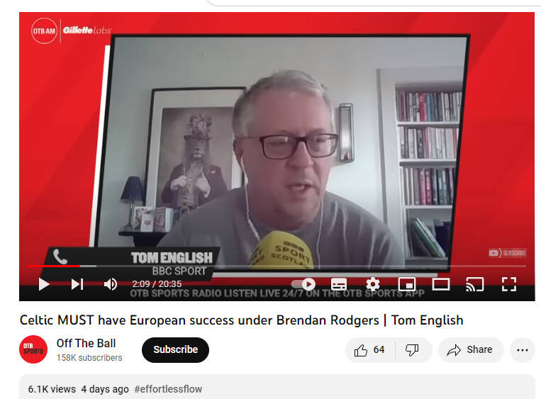 Tom English freaks out at Celtic’s SPFL title win