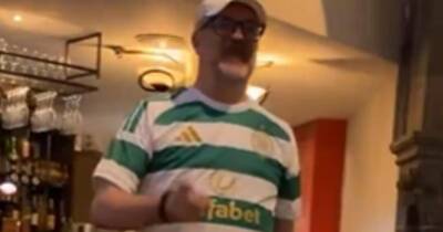 WATCH Hearts-daft pundit take to the stage in full Celtic kit as he honours bet WATCH Hearts-daft pundit take to the stage in full Celtic kit as he honours bet