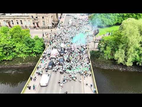 Crazy Scenes!!! Celtic March From Glasgow Green to Hampden!!!! Drone Footage!!!