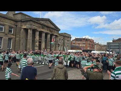 Celtic Fans CORTEO To Hampden Scottish Cup Final 2026