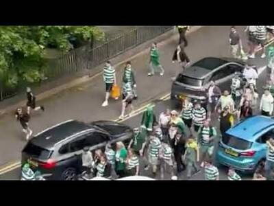 Celtic fans march on route to the cup final