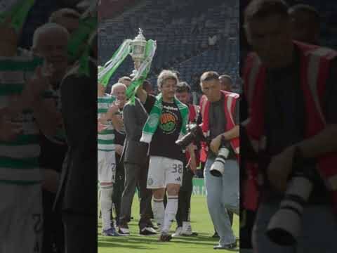 Daizen Maeda celebrates winning the Scottish Cup with Celtic
