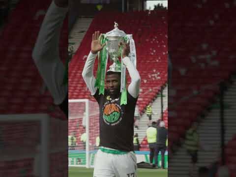 Kelechi Iheanacho enjoys carrying the Scottish Cup after Celtic win the double
