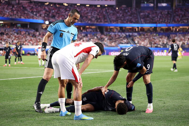 Auston Trusty stretchered off after scoring at the World Cup