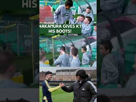 ICONIC MOMENT WHEN NAKAMURA GIVES KIERAN TIERNEY HIS BOOTS!#celticfc #KIERANTIERNEY #NAKAMURA