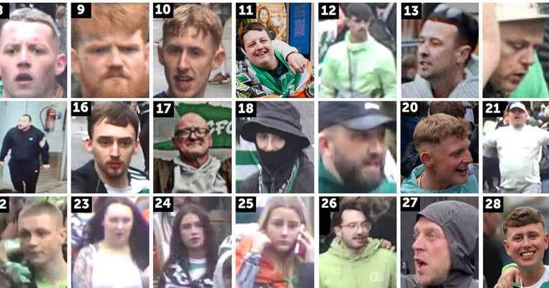 Cops probing Celtic title party chaos release images of 28 football fans
