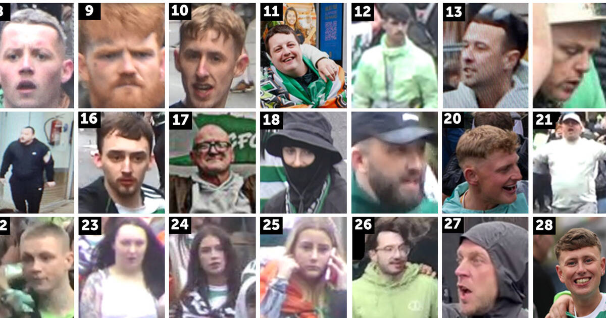 Cops probing Celtic title party chaos release images of 28 football fans