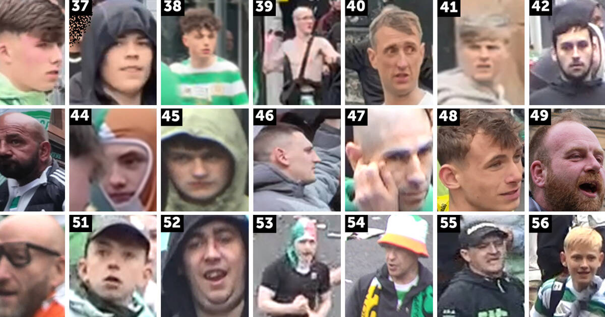 Celtic title party chaos cops release 28 more images of fans in major CCTV appeal