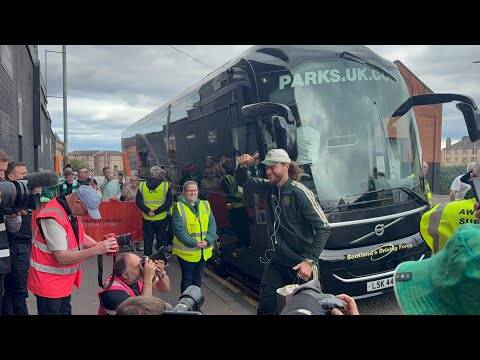 Celtic Team Bus Arriving Before the Dundee United V Celtic Game!!!