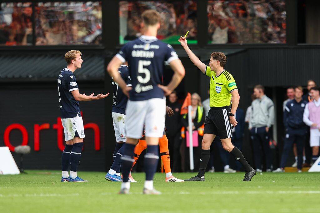 ‘Celtic fan’ David Dickinson in line for this season’s award for ‘worst refereeing decision ever in a single season’, after yesterday’s doozie at Tannadice